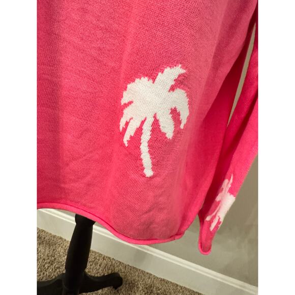 Belle Beach Pink Palm Tree Summer Sweater Pink NWOT - M - Picture 5 of 6